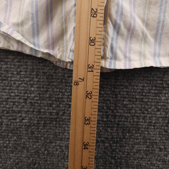 Robert Graham Blue Yellow Pastel Striped Medium Long Sleeve Button Up Embroidery - Picture 15 of 16